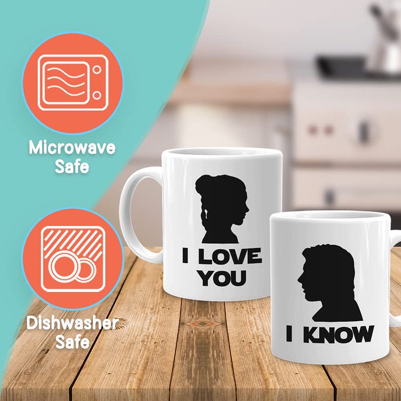 Bubble Hugs Couple Coffee Mug 11 oz White, i love you i know Relationship Lovers Partner - Image 2